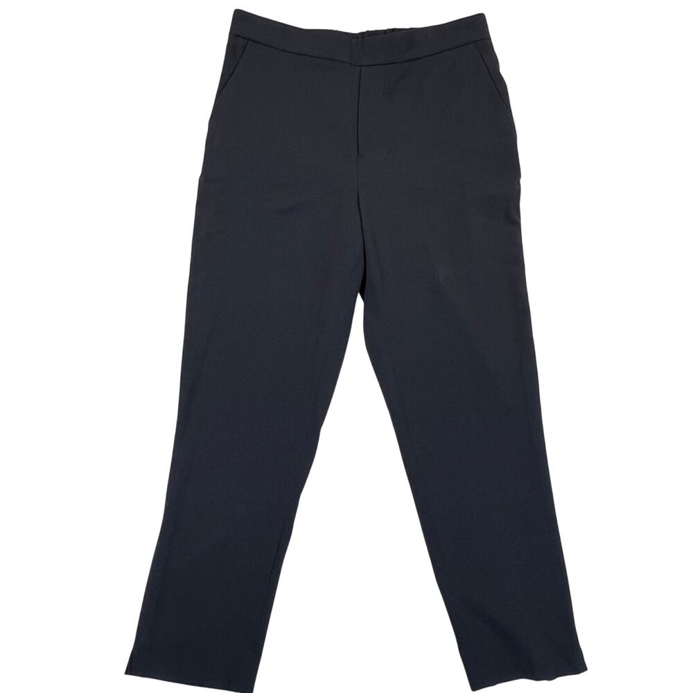 Banana Republic Tapered Pull‎ On Pant Women's 10 Flat Front Trousers Navy